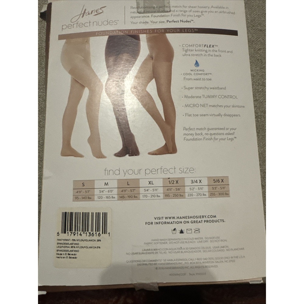 Hanes Perfect‎ Nudes Moderate Tummy Control Hosiery Nude 6 Size 1/2x - Picture 4 of 6